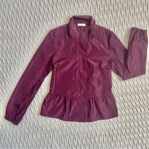 LOFT Long Sleeve Zip Up Waterproof Jacket | Burgundy Purple | Size XS | Women